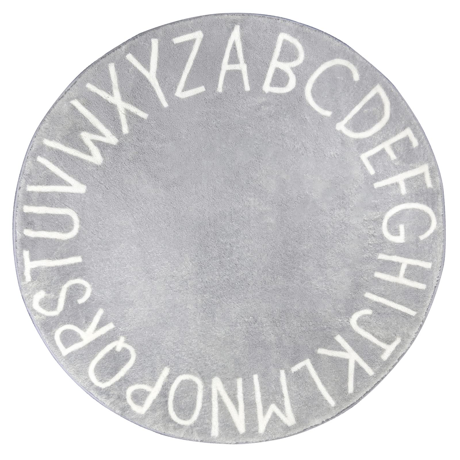 Topotdor round kids play rug alphabet grey 40-inch creates a soft learning space for toddlers
