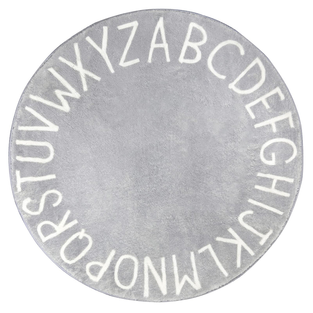 Topotdor round kids play rug alphabet grey 40-inch creates a soft learning space for toddlers