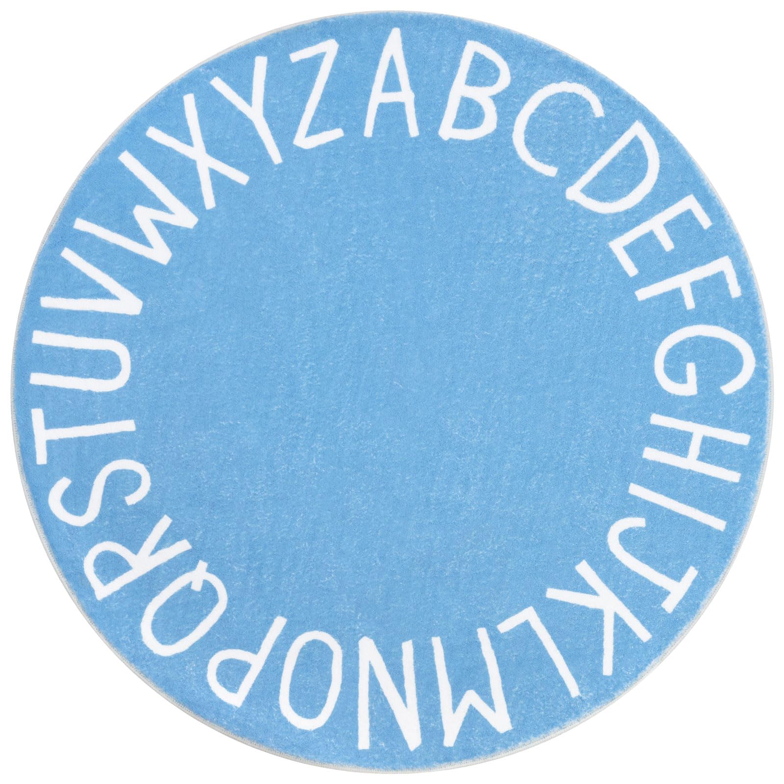 Topotdor round kids play rug alphabet sky blue 63in hero creates spacious learning and play area
