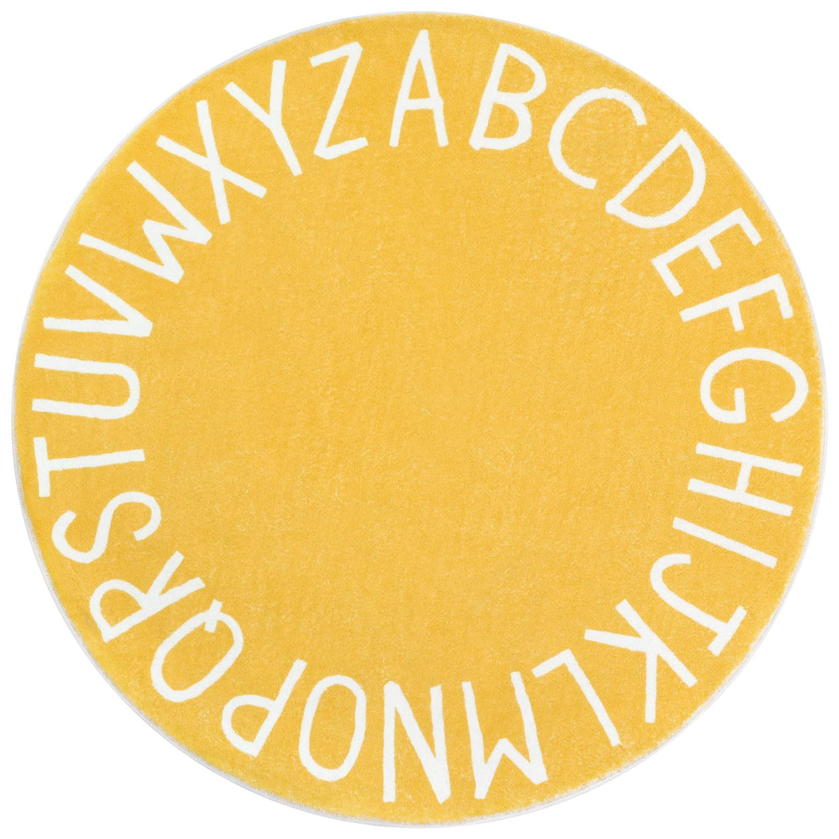 Topotdor round kids play rug alphabet yellow 63-inch diameter for spacious play