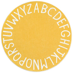Topotdor round kids play rug alphabet yellow 63-inch diameter for spacious play
