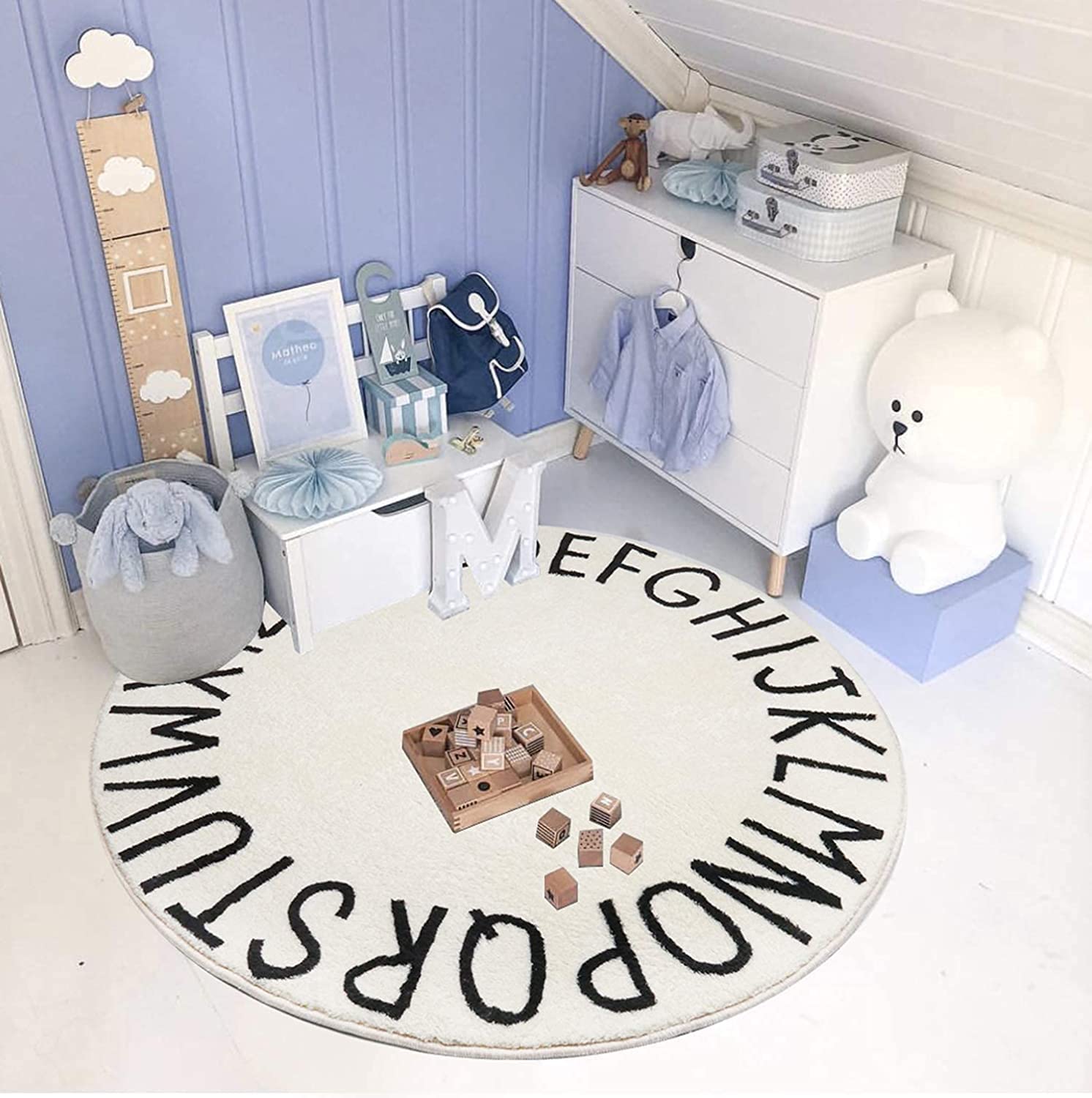 Topotdor Round Kids Play Rug Alphabet 71in folding-pack hints simple storage after play