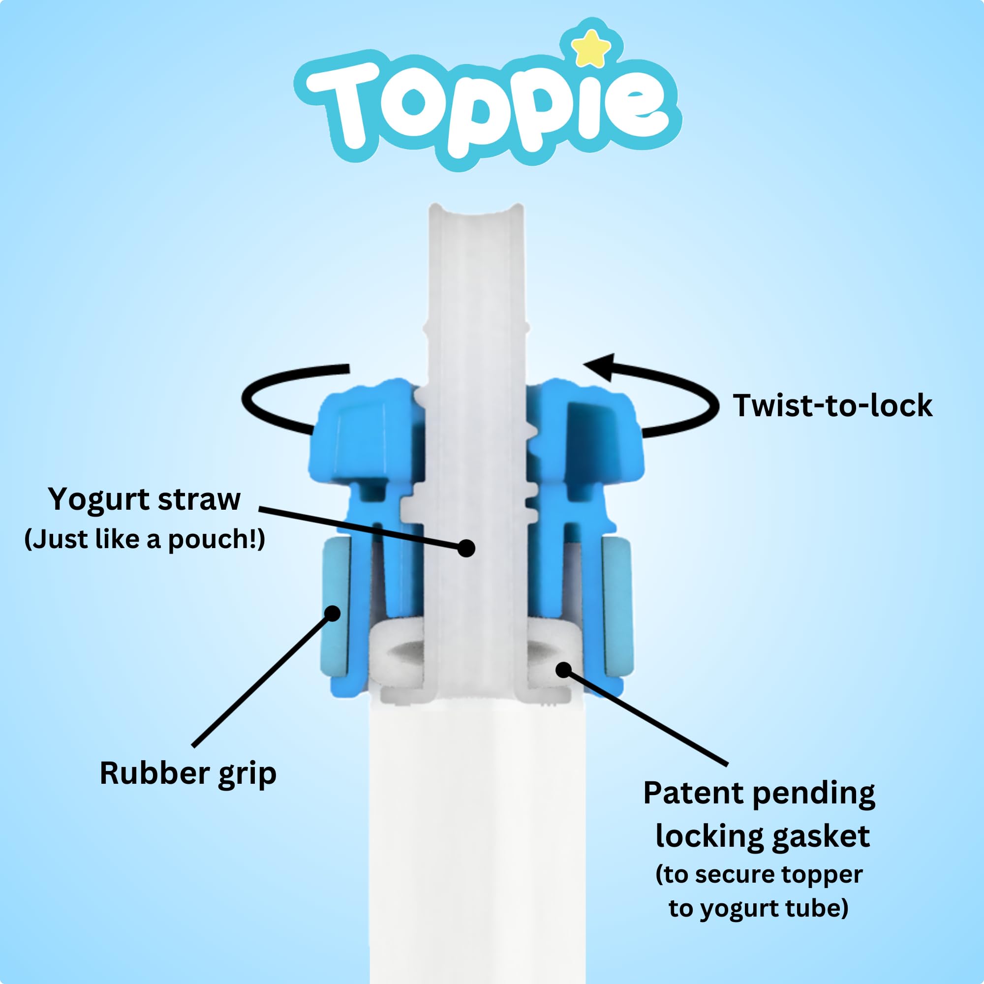 Toppie Yogurt Tube Topper fits standard 2oz tubes from Gogurt, Stoneyfield, Siggis