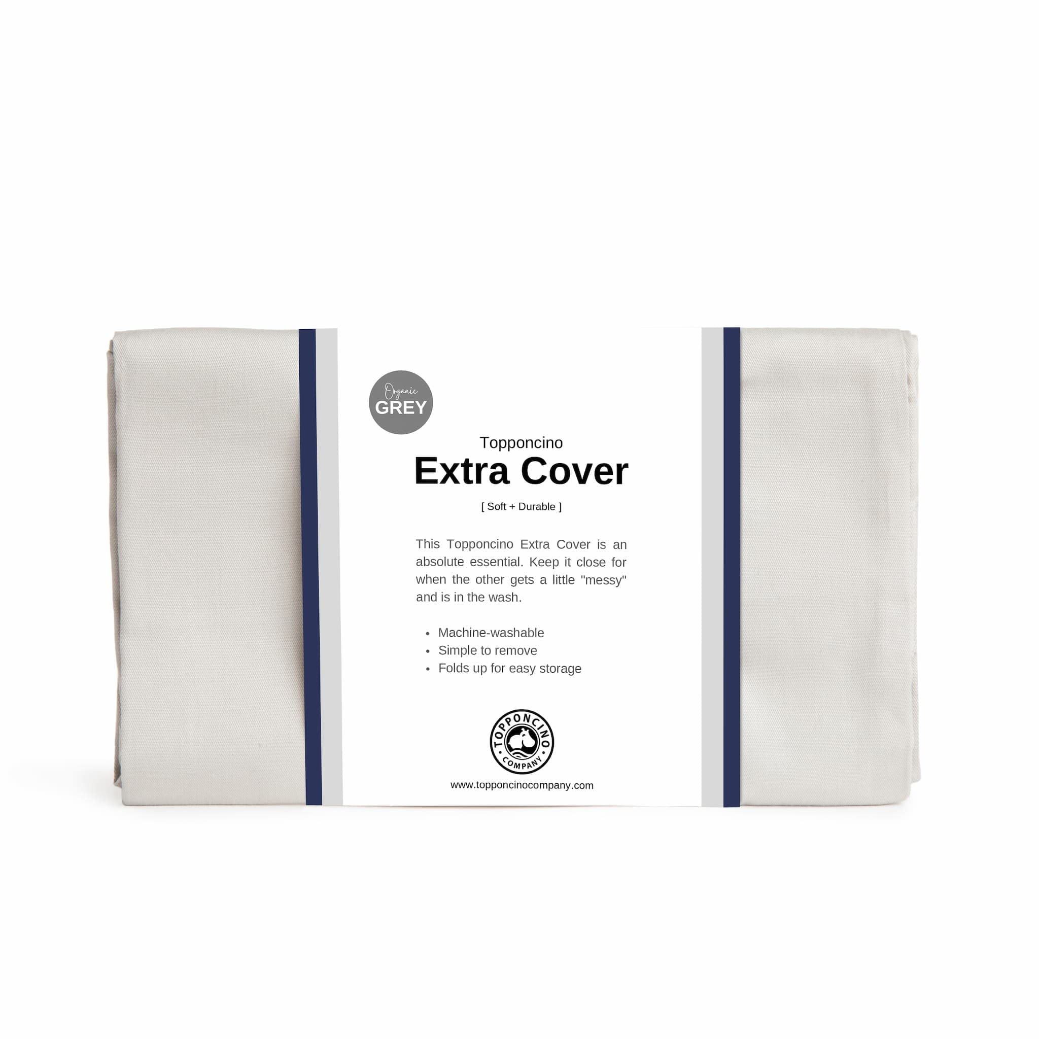 Topponcino Company Organic Topponcino Extra Cover Grey front view shows soft brushed cotton for gentle everyday comfort