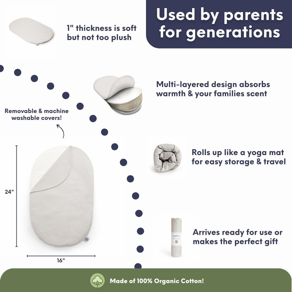 Topponcino Company Organic Topponcino Extra Cover Grey baby tummy-time friendly surface encourages movement