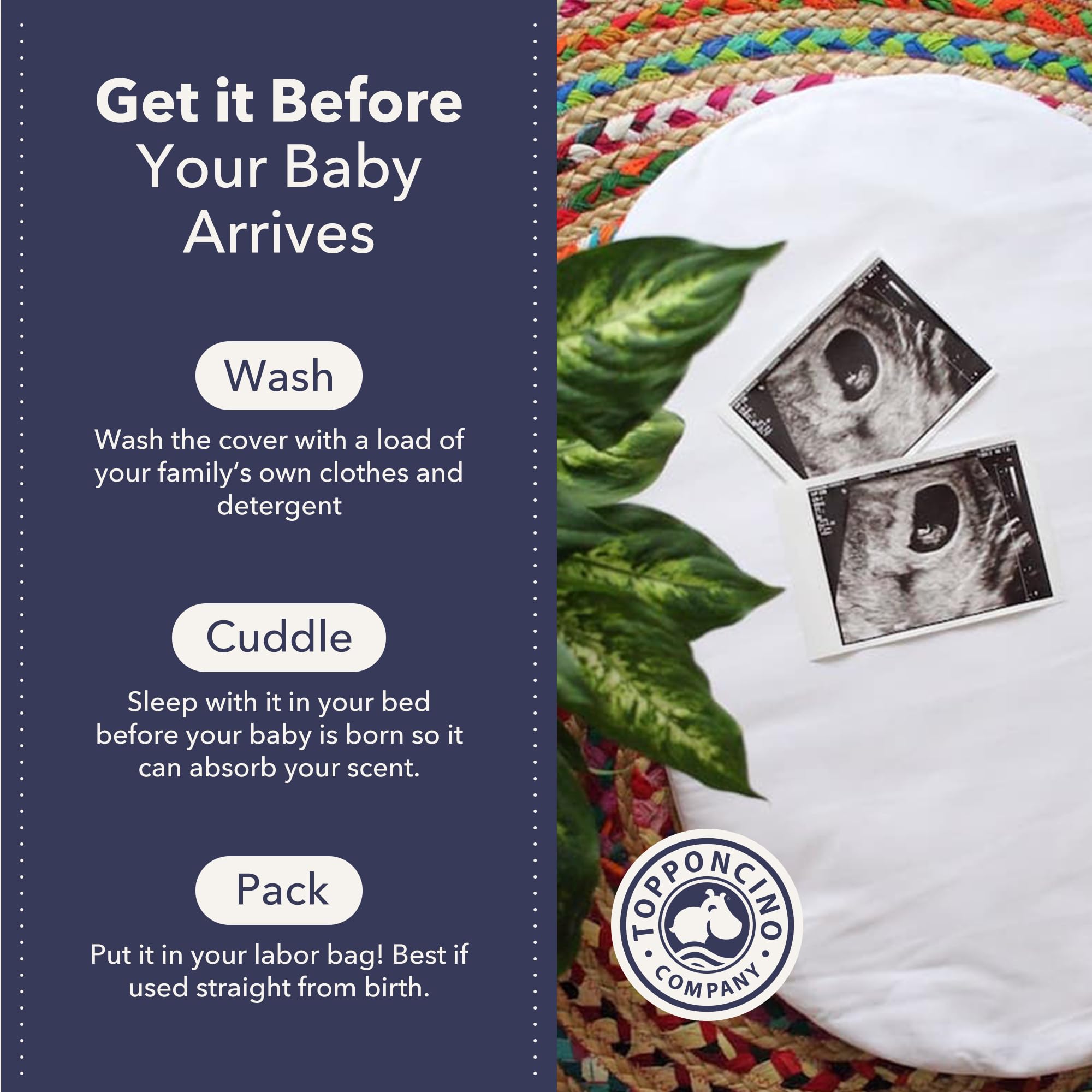 Topponcino organic-white cover enhances clean look and easy care in daily routines.