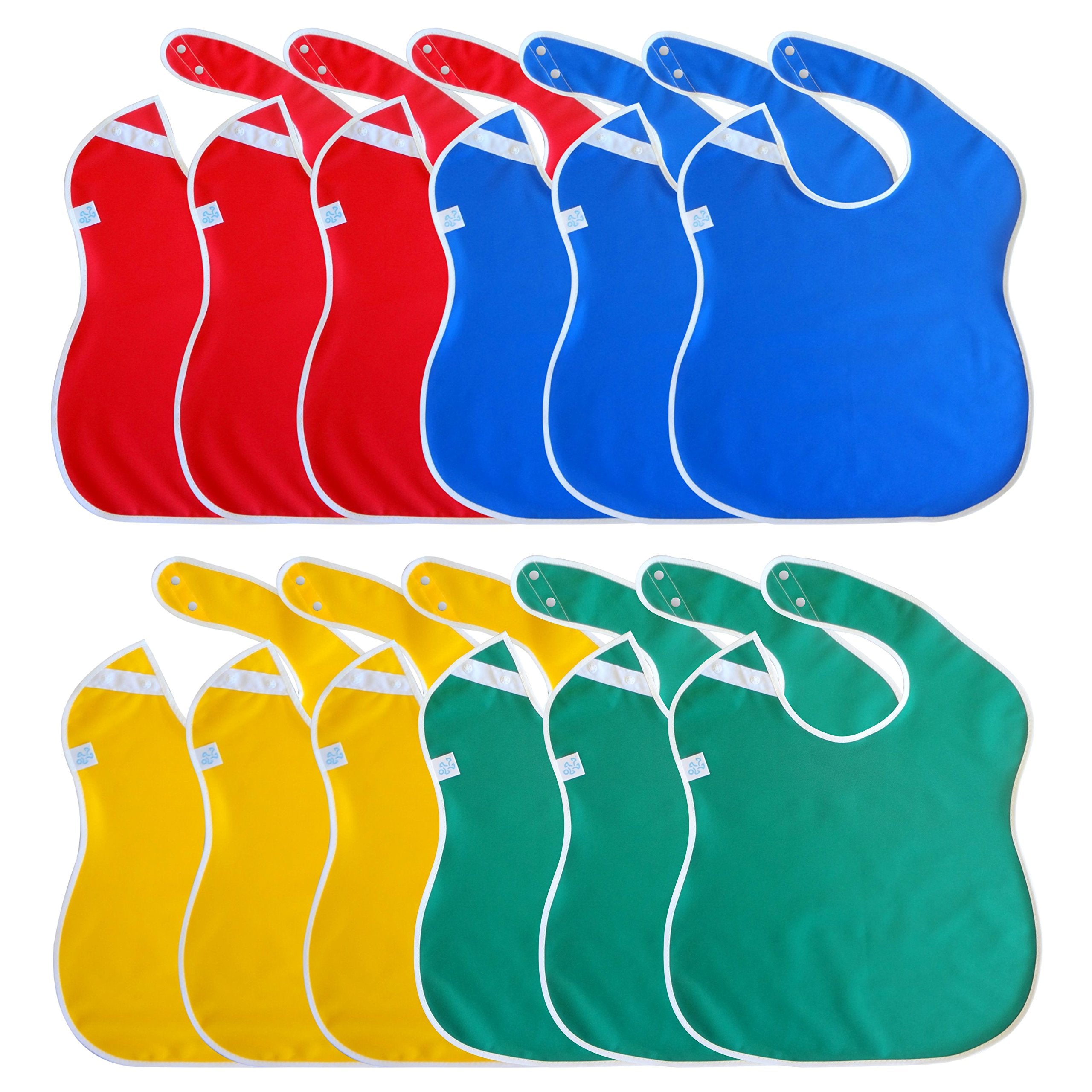 Toppy Toddler primary multi-color bib with secure snaps for easy wear and fit.