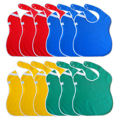 Toppy Toddler primary multi-color bib with secure snaps for easy wear and fit.