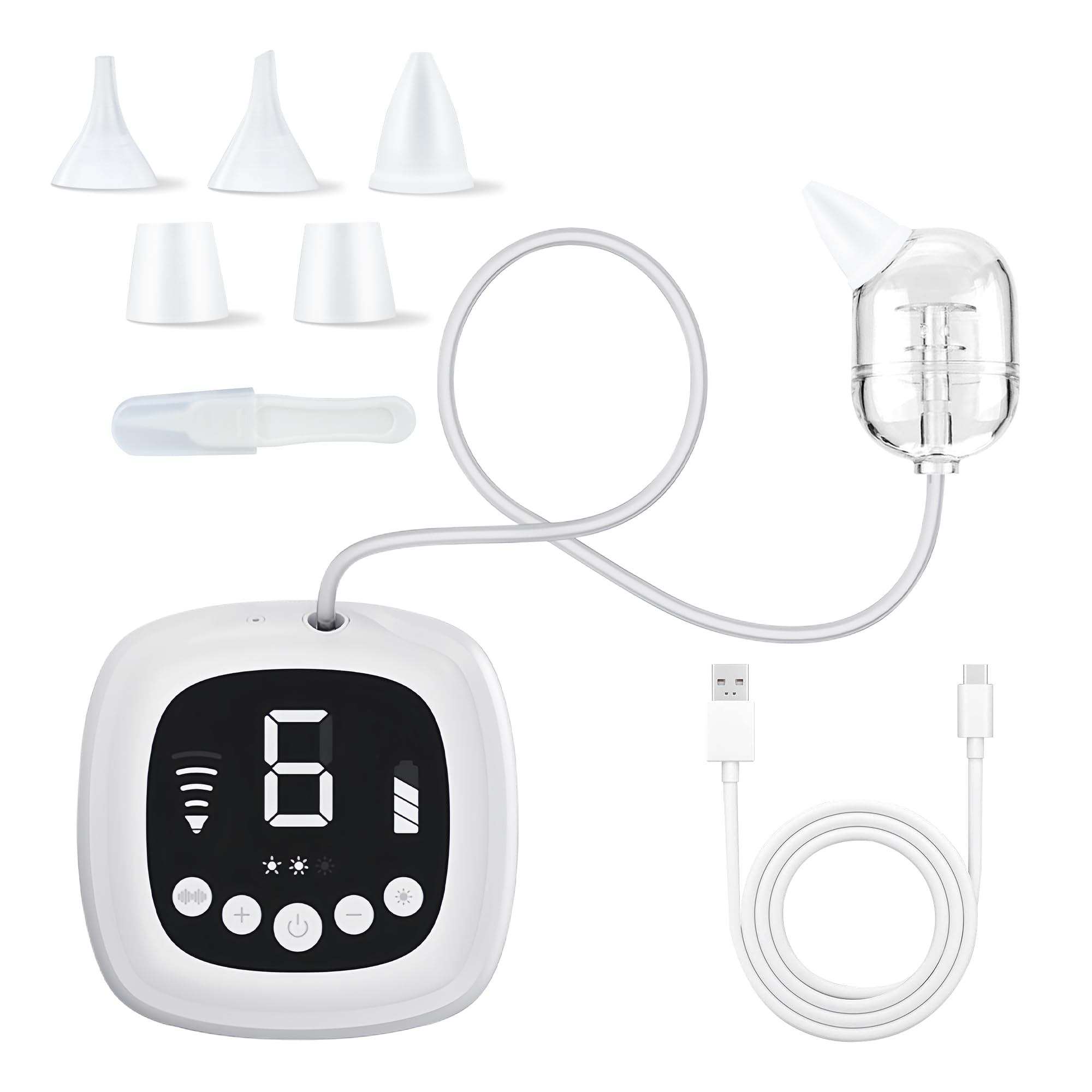 TopQuaFocus electric baby nasal aspirator front view for gentle nasal cleansing.
