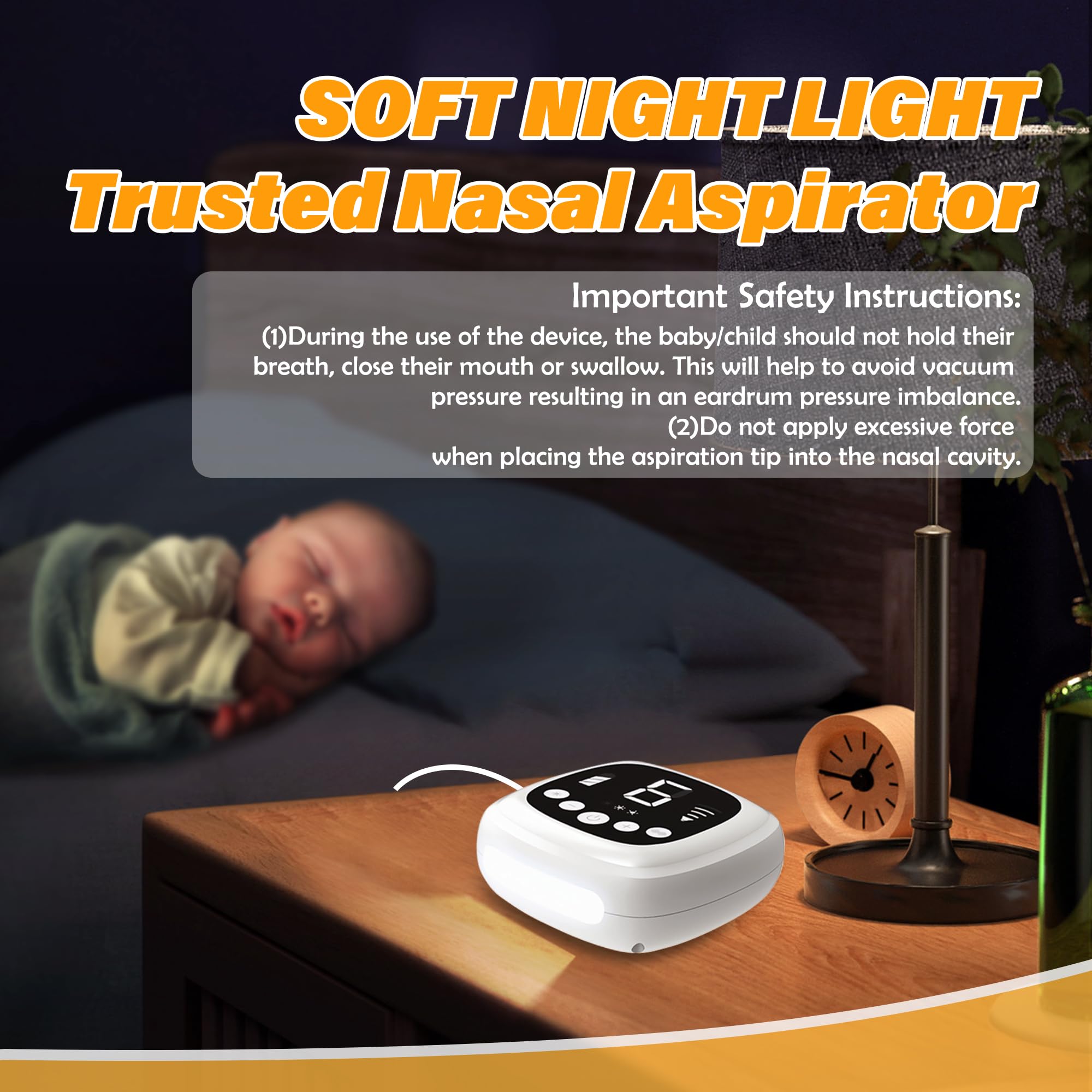 TopQuaFocus baby using the aspirator for comfortable nasal care.