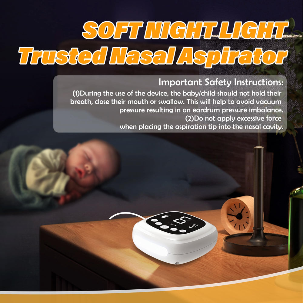 TopQuaFocus baby using the aspirator for comfortable nasal care.