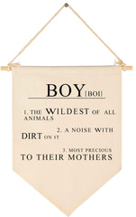 Topthink canvas banner with boy-wildest-animals wall sign adds a playful nursery focal point.