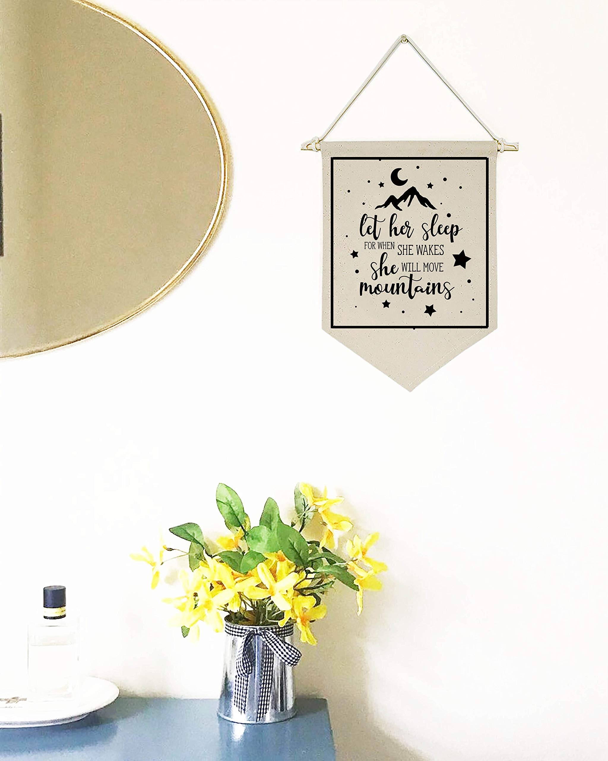 Topthink canvas hanging flag for front door with moon-star motif for cozy welcome