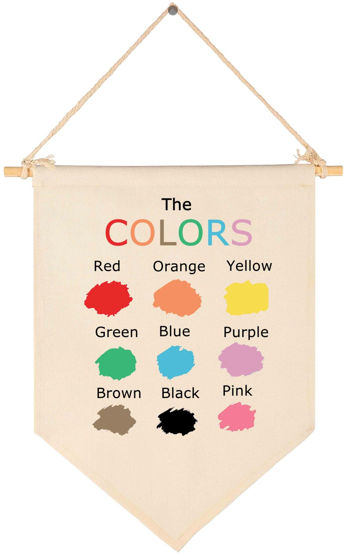 Topthink Colors Education banner on natural cotton canvas beige for warm nursery decor