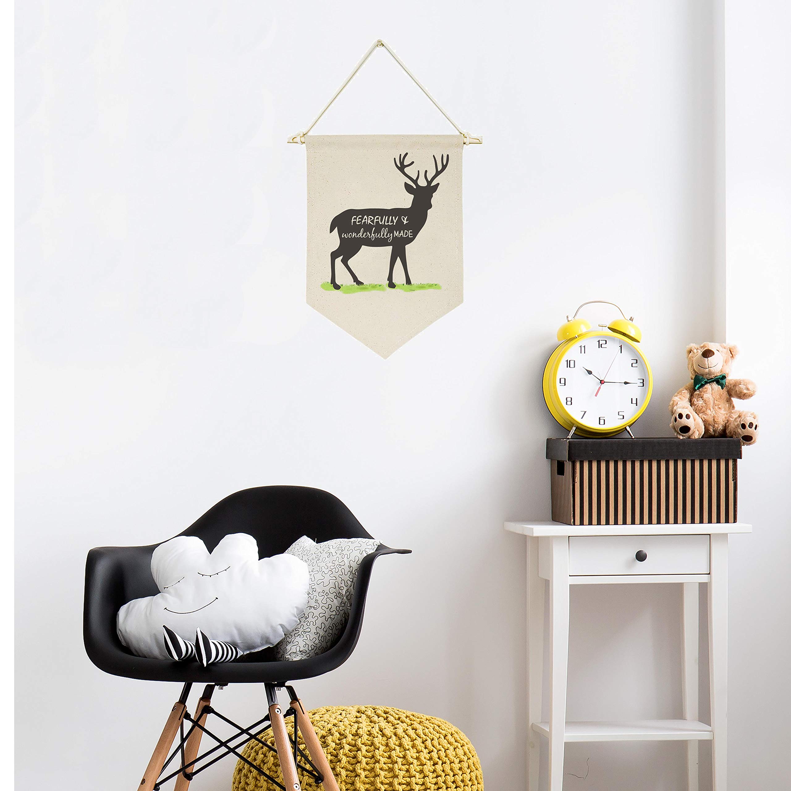 Topthink deer canvas banner in nursery scene adds calming beige ambiance