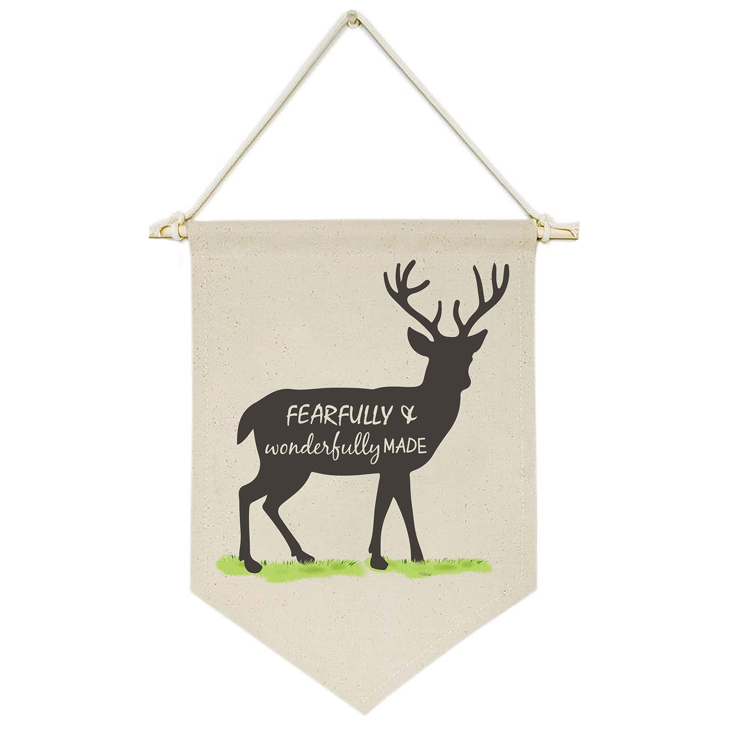 Topthink deer canvas banner wall closeup showcases natural texture for cozy nursery decor