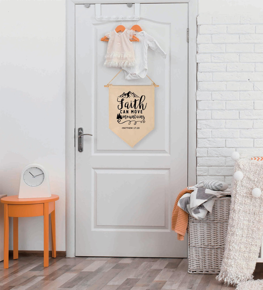Topthink Faith Can Move Mountains flag decor on front porch adding welcoming touch