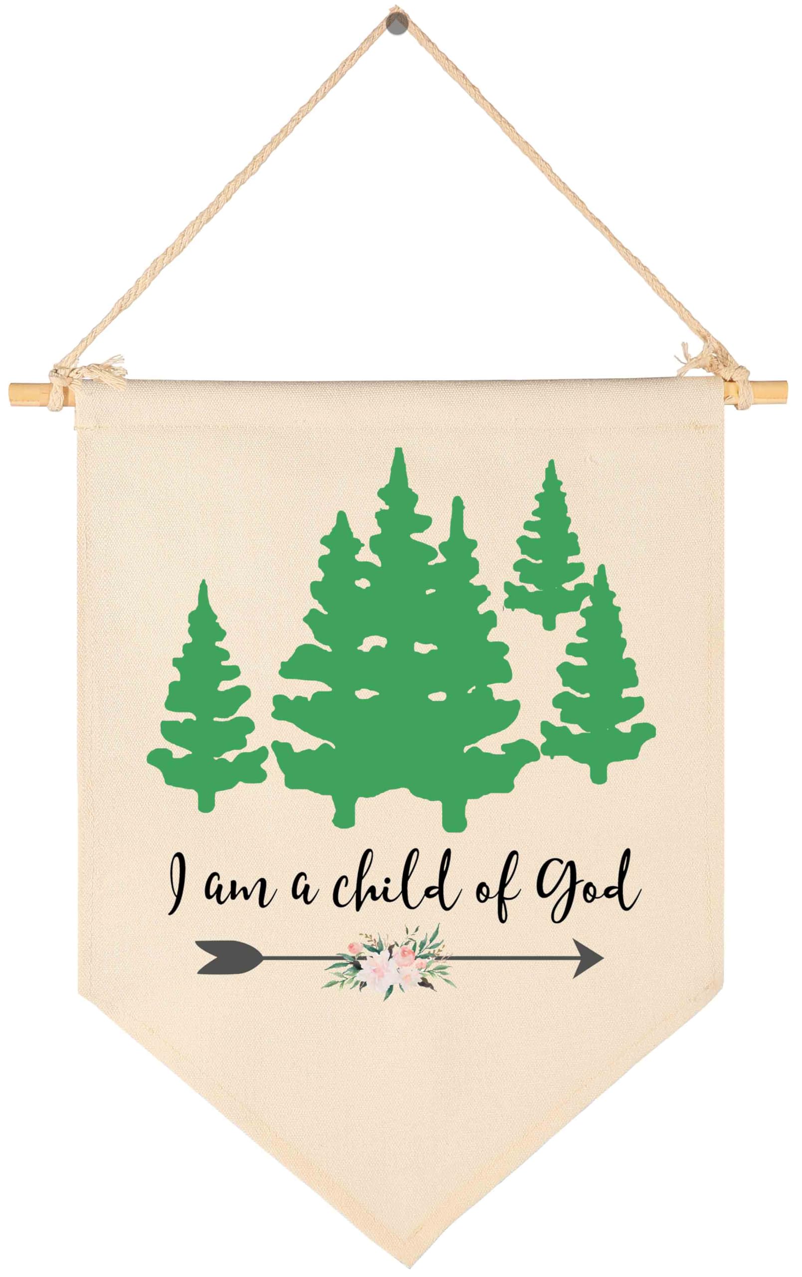 Topthink I Am a Child of God banner closeup stitching enhances nursery decor.