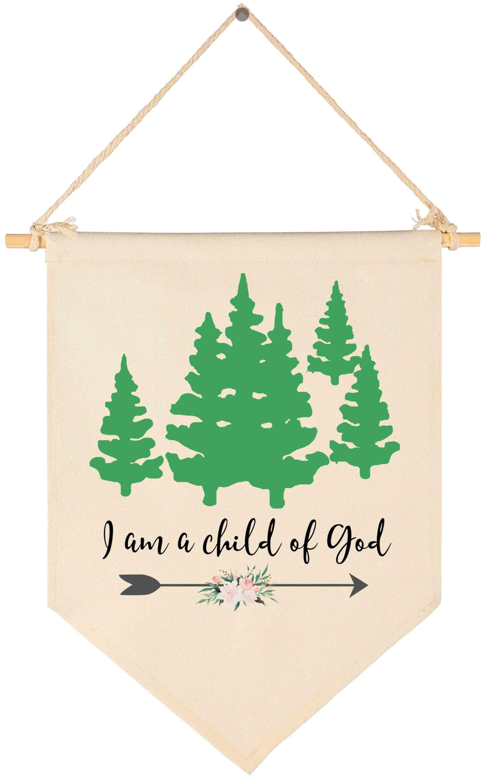 Topthink I Am a Child of God banner closeup stitching enhances nursery decor.