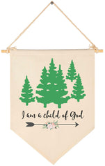 Topthink I Am a Child of God banner closeup stitching enhances nursery decor.