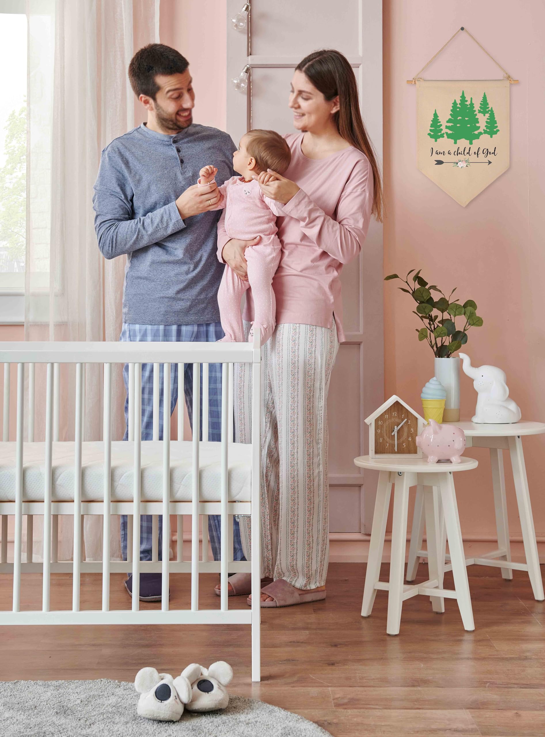 Topthink I Am a Child of God banner on porch elevates entry decor.