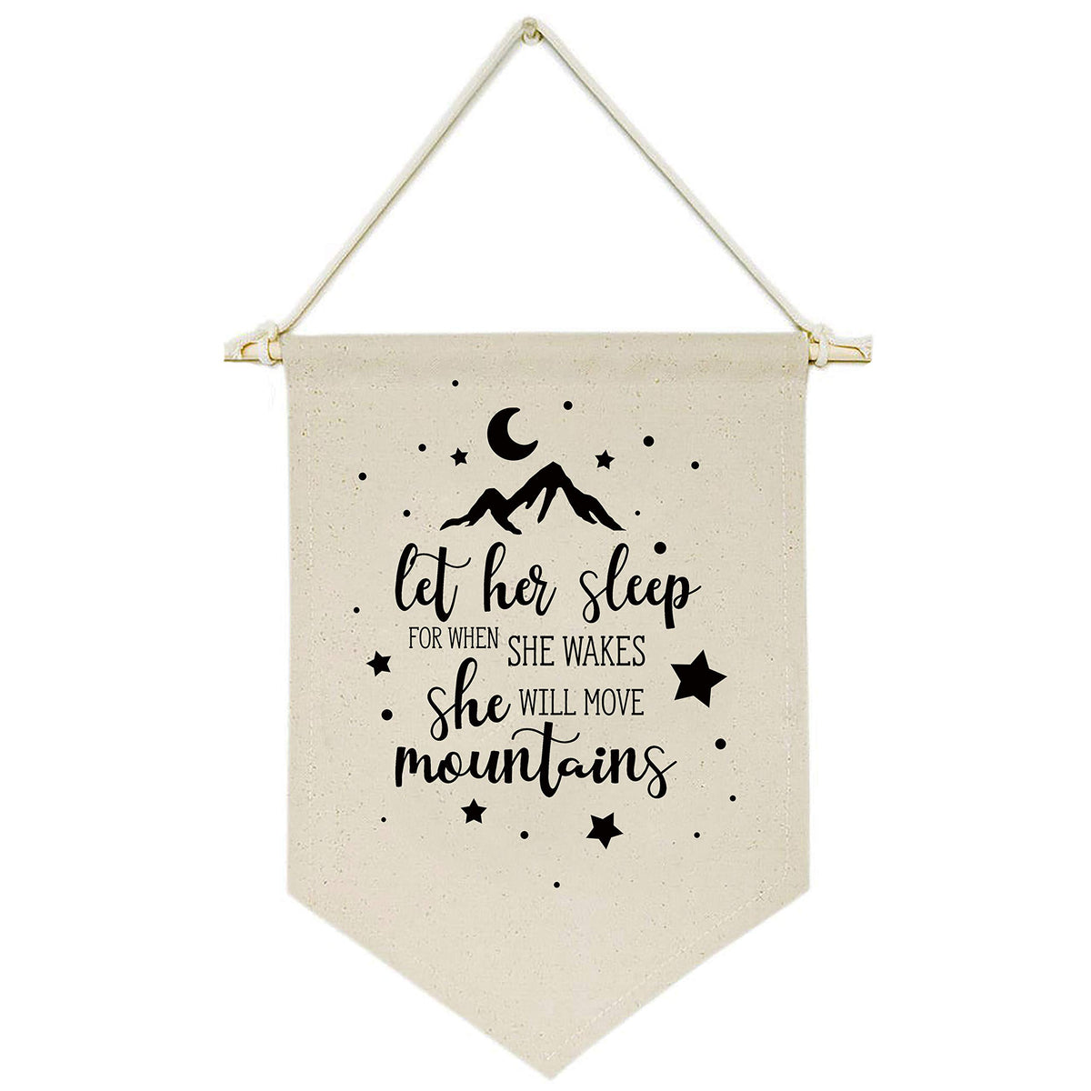 Topthink Let Her Sleep banner wall sign with moon-star design for soothing nursery ambiance