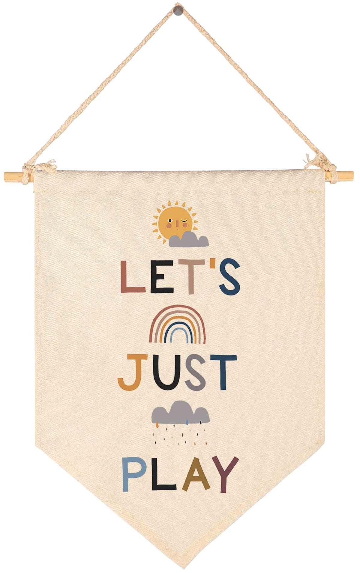 Topthink Lets Just Play canvas banner for nursery decor enhances cozy spaces.