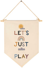 Topthink Lets Just Play canvas banner for nursery decor enhances cozy spaces.