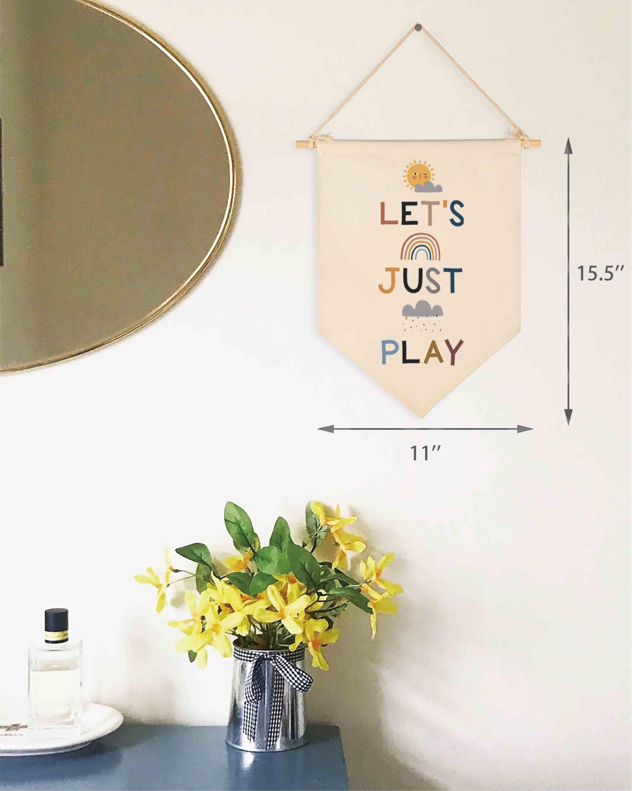 Topthink Lets Just Play banner makes a thoughtful baby/kids gift with versatile decor.