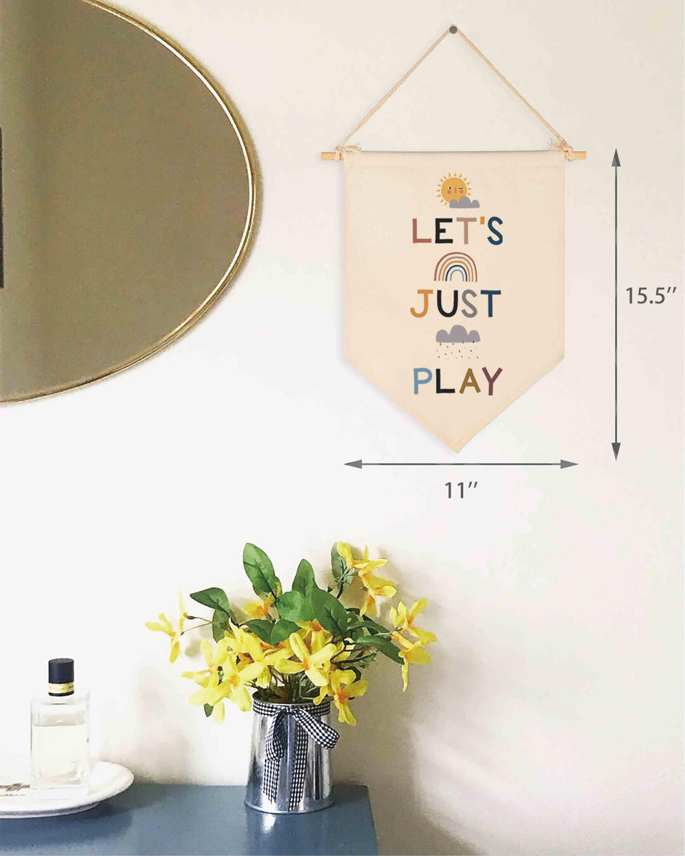 Topthink Lets Just Play banner makes a thoughtful baby/kids gift with versatile decor.