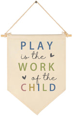 Topthink Play Is the Work of the Child banner with heart sign, ideal nursery ambiance