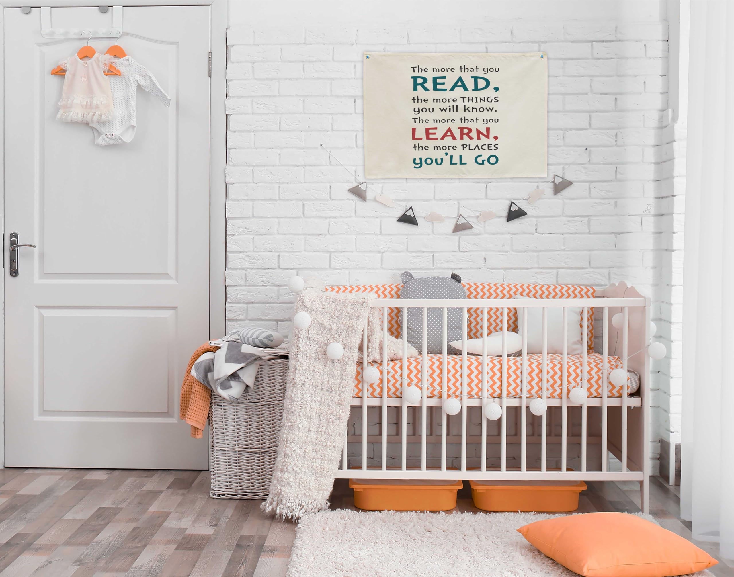 Topthink canvas banner for kids features two metal eyelets for easy hanging.