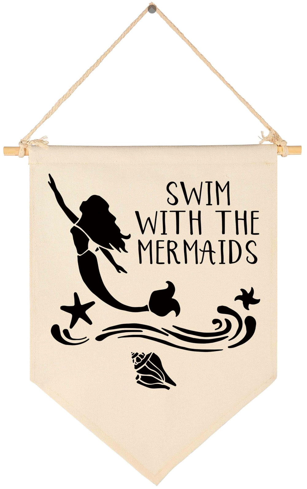 Topthink Swim With the Mermaids banner closeup canvas texture for nursery decor