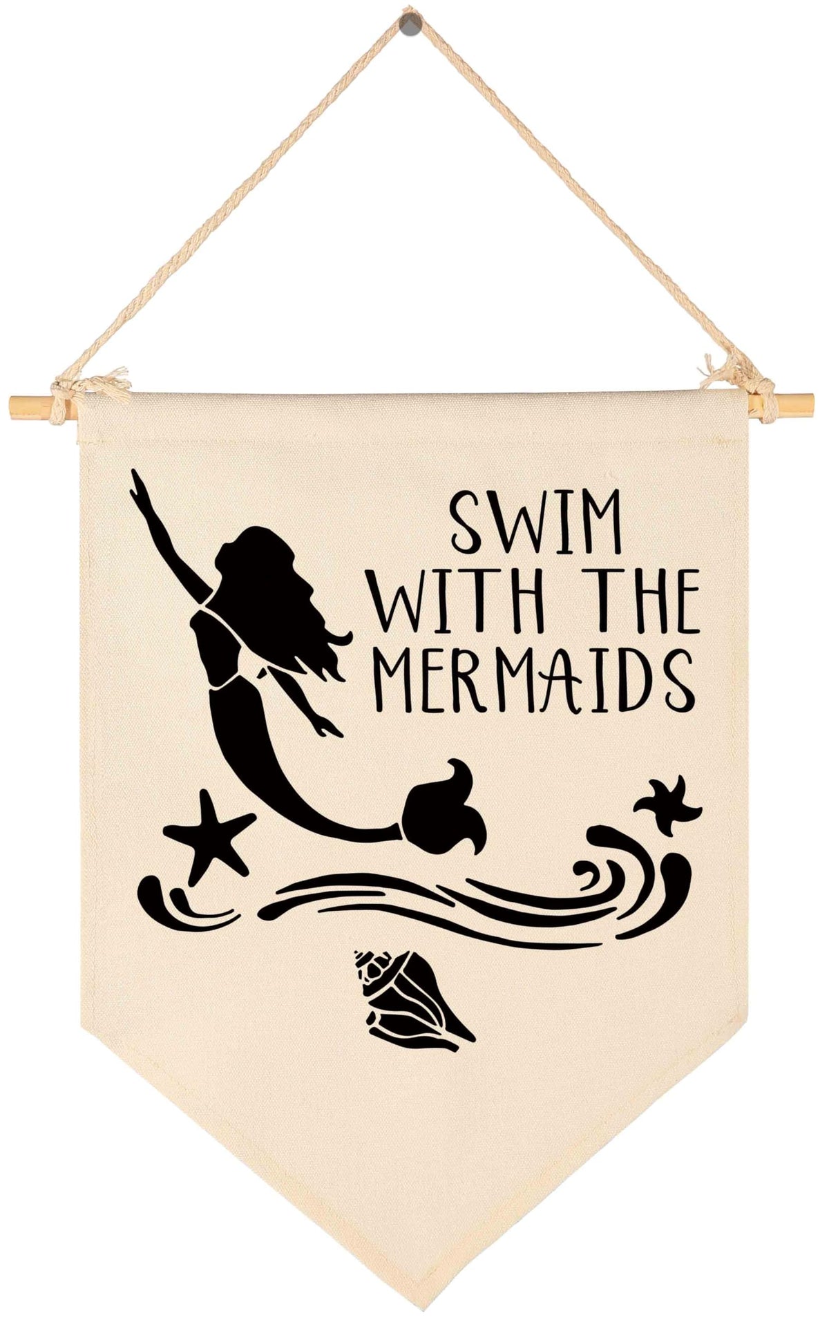Topthink Swim With the Mermaids banner closeup canvas texture for nursery decor