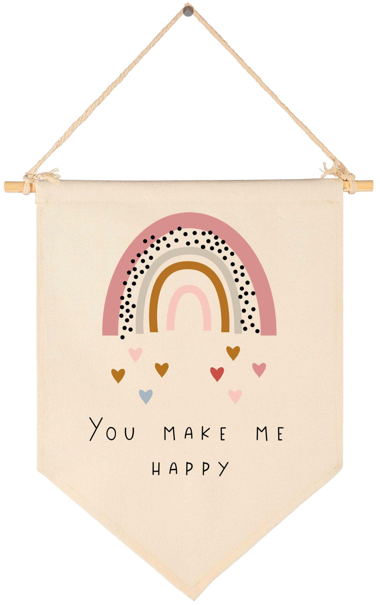 Topthink You Make Me Happy rainbow heart canvas banner brightens nursery or kids room