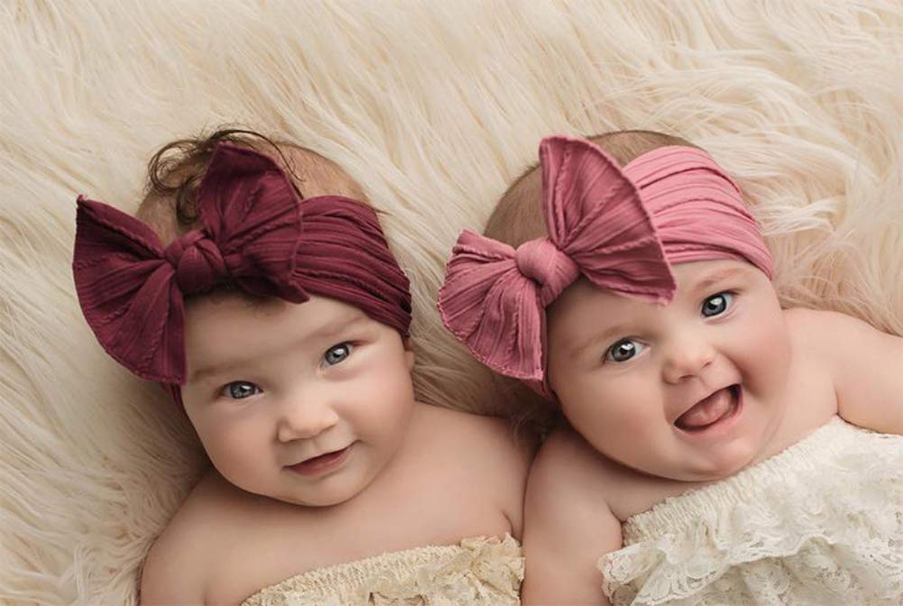 Toptim baby bow headband lavender stretchy fit for newborns to toddlers