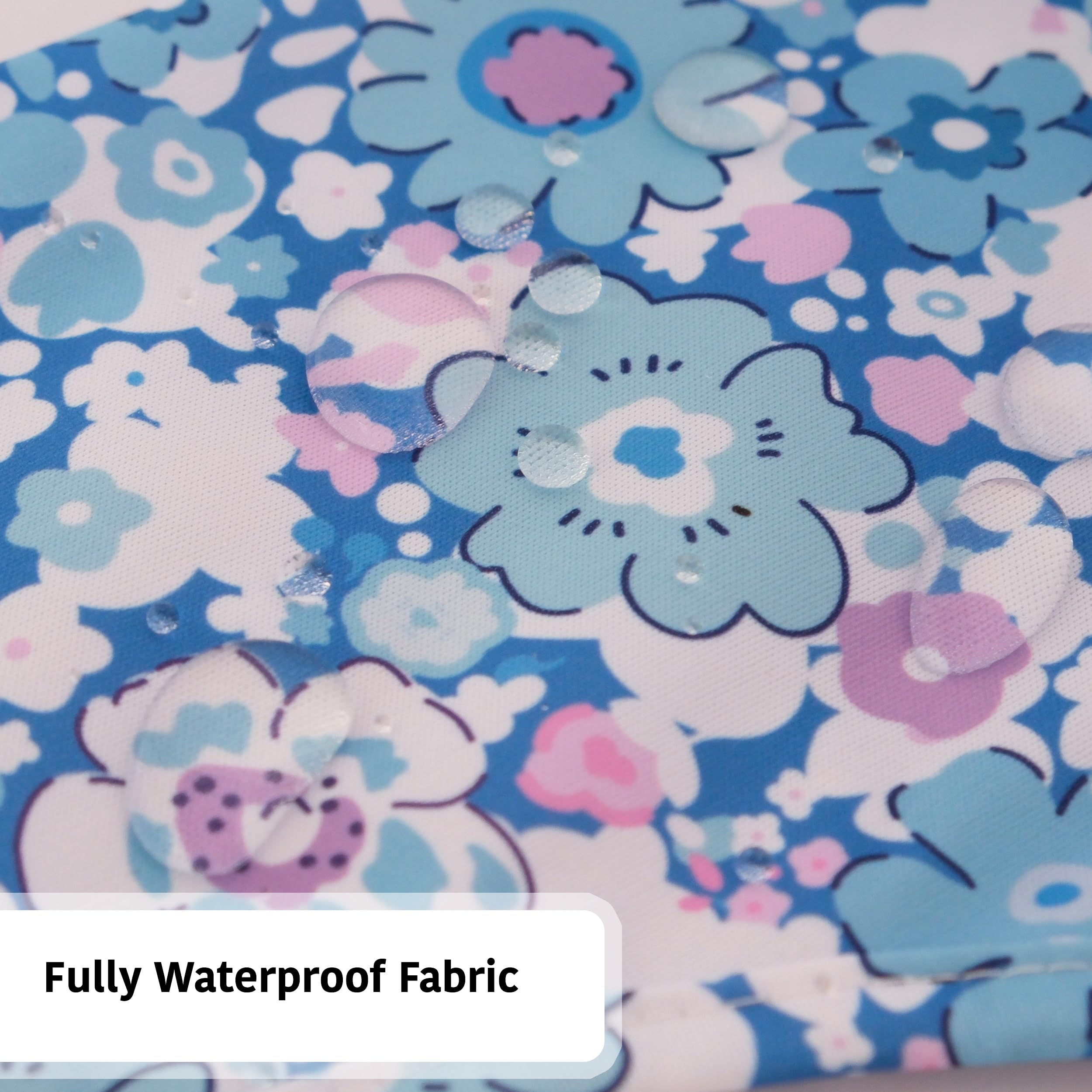 Torange baby smock bib with elastic cuffs and tug-proof Velcro.