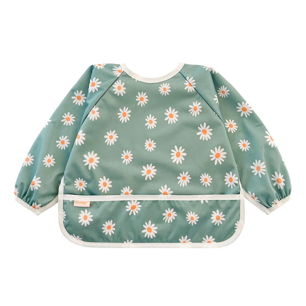 Torange bib fabric close-up shows easy-clean, non-toxic material for busy mealtimes.