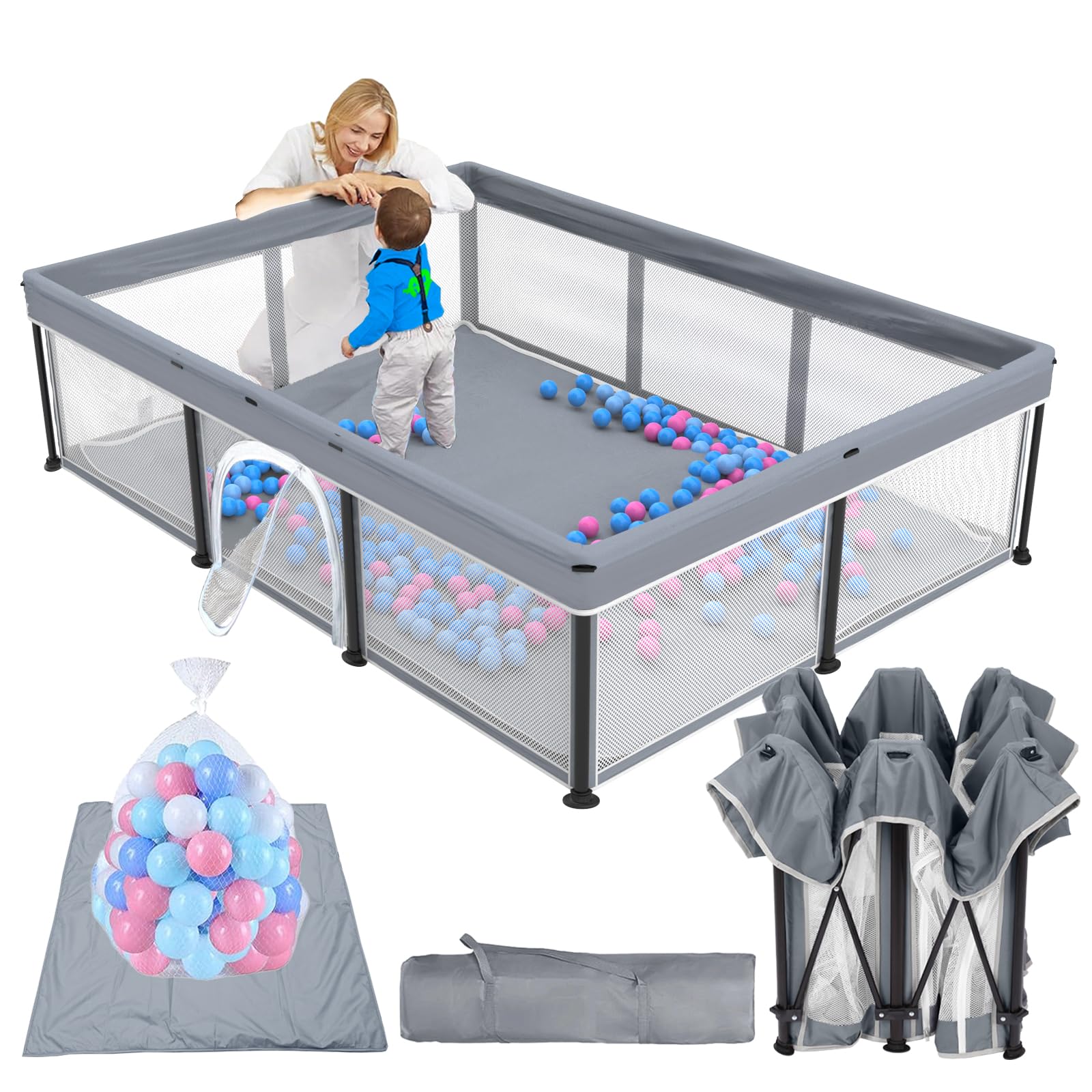 TOREVSIOR foldable baby playpen assembly for quick setup and compact storage