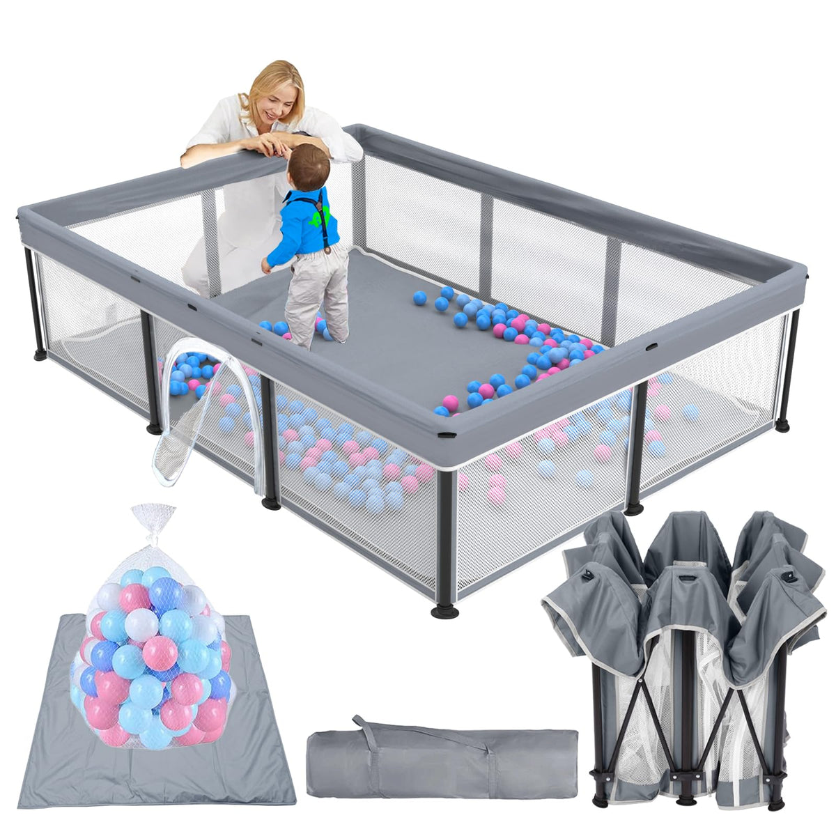 TOREVSIOR foldable baby playpen assembly for quick setup and compact storage
