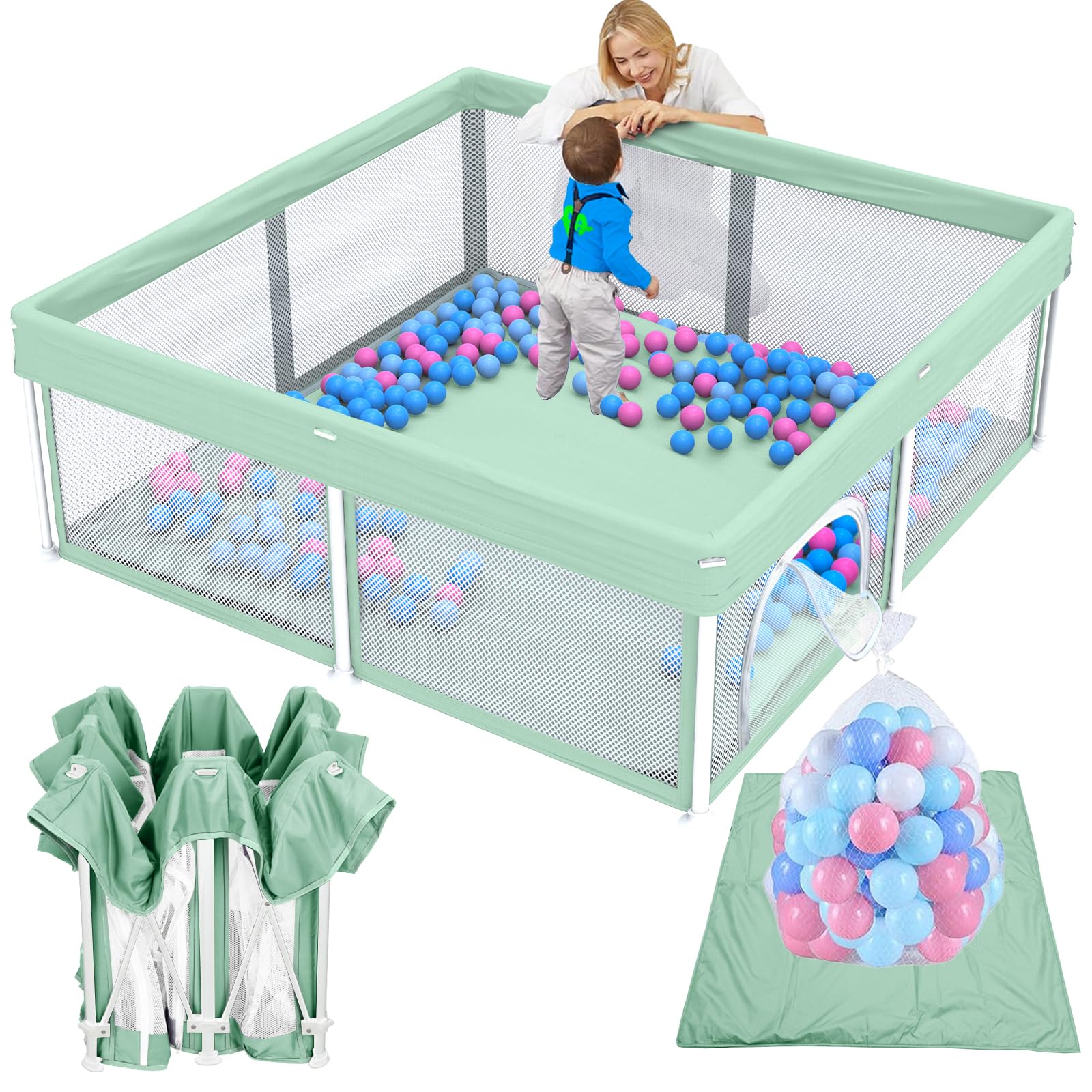 TOREVSIOR foldable playpen assembly shows quick setup for on-the-go families
