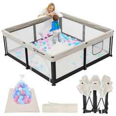 TOREVSIOR foldable playpen assembly view shows quick setup for busy families on the go