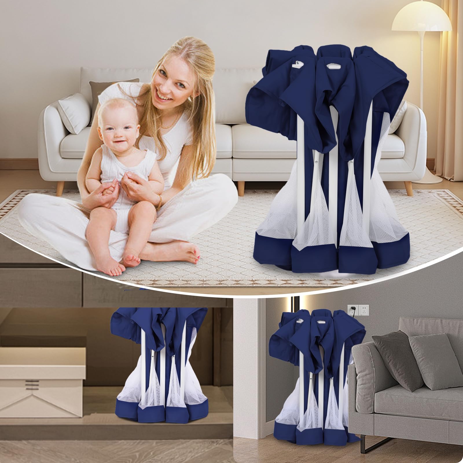 TOREVSIOR foldable playpen with carry bag enables park and beach outings.