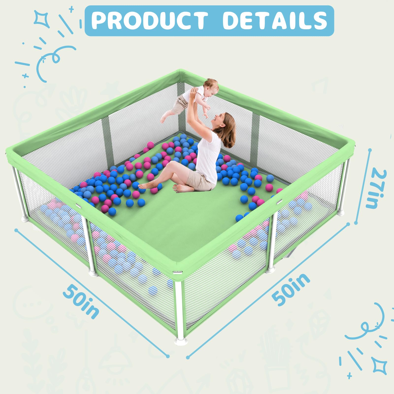 TOREVSIOR 50 ocean balls included enrich interactive sensory play.