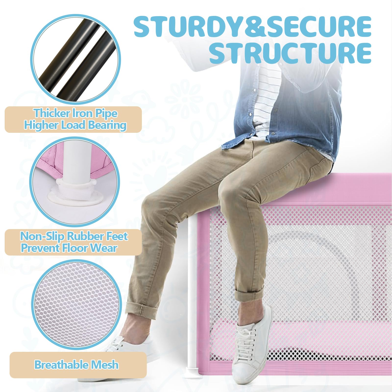 TOREVSIOR playpen mat provides soft, BPA-free surface for safe crawling.