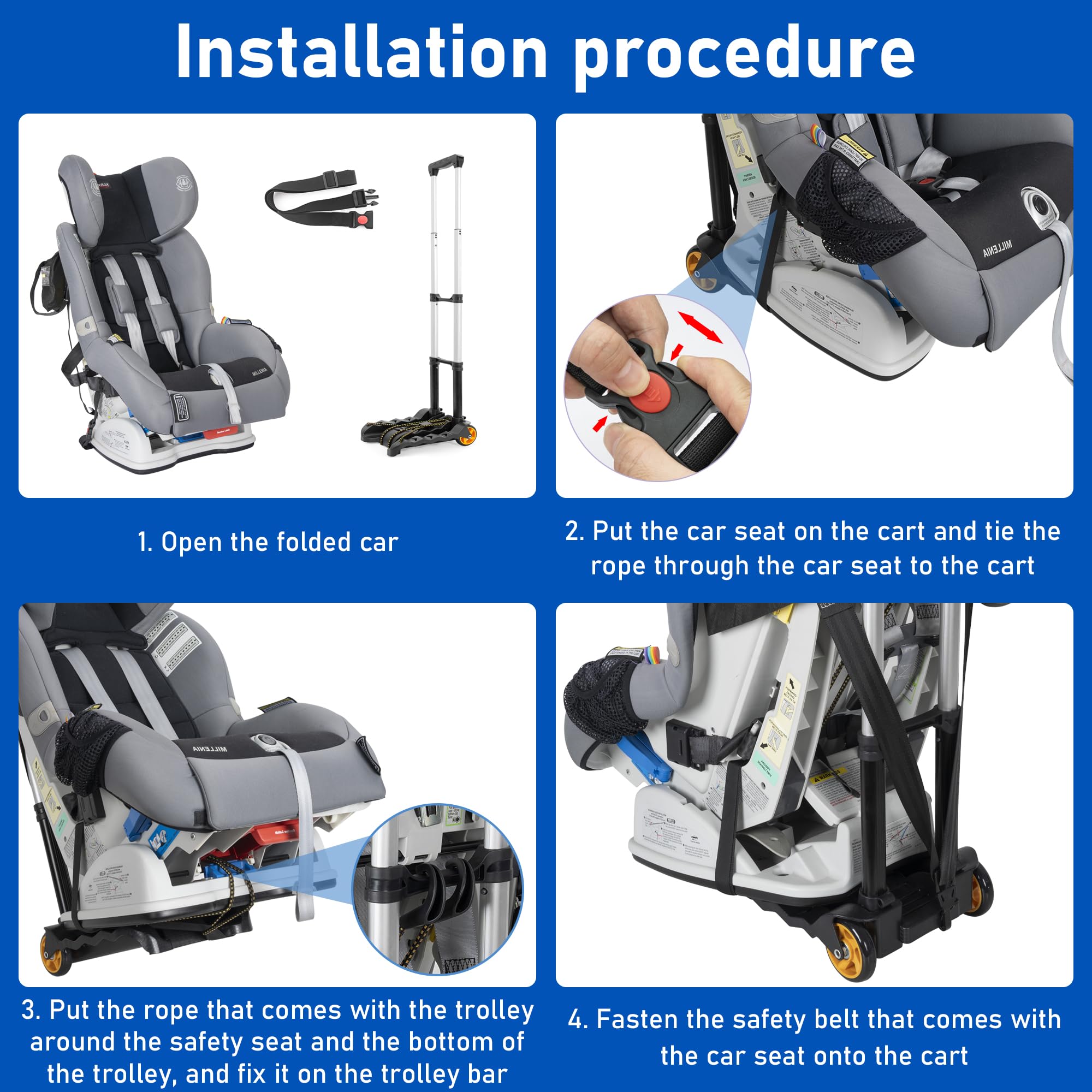 TORIBIO travel cart fits under-seat or in overhead storage for travel.