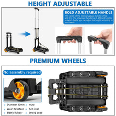 TORIBIO travel cart quiet-wheeled design for smooth airport navigation.