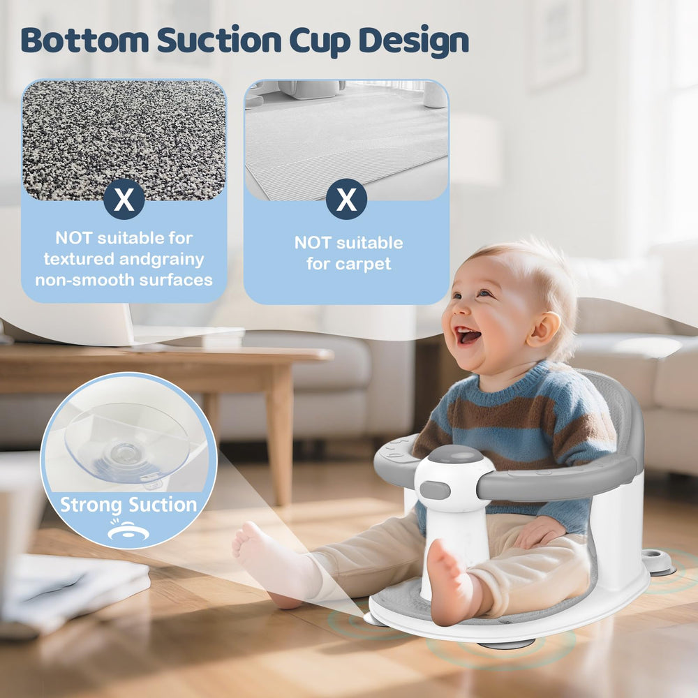 TOSGN Baby Bath Seat grey color option adds modern styling.