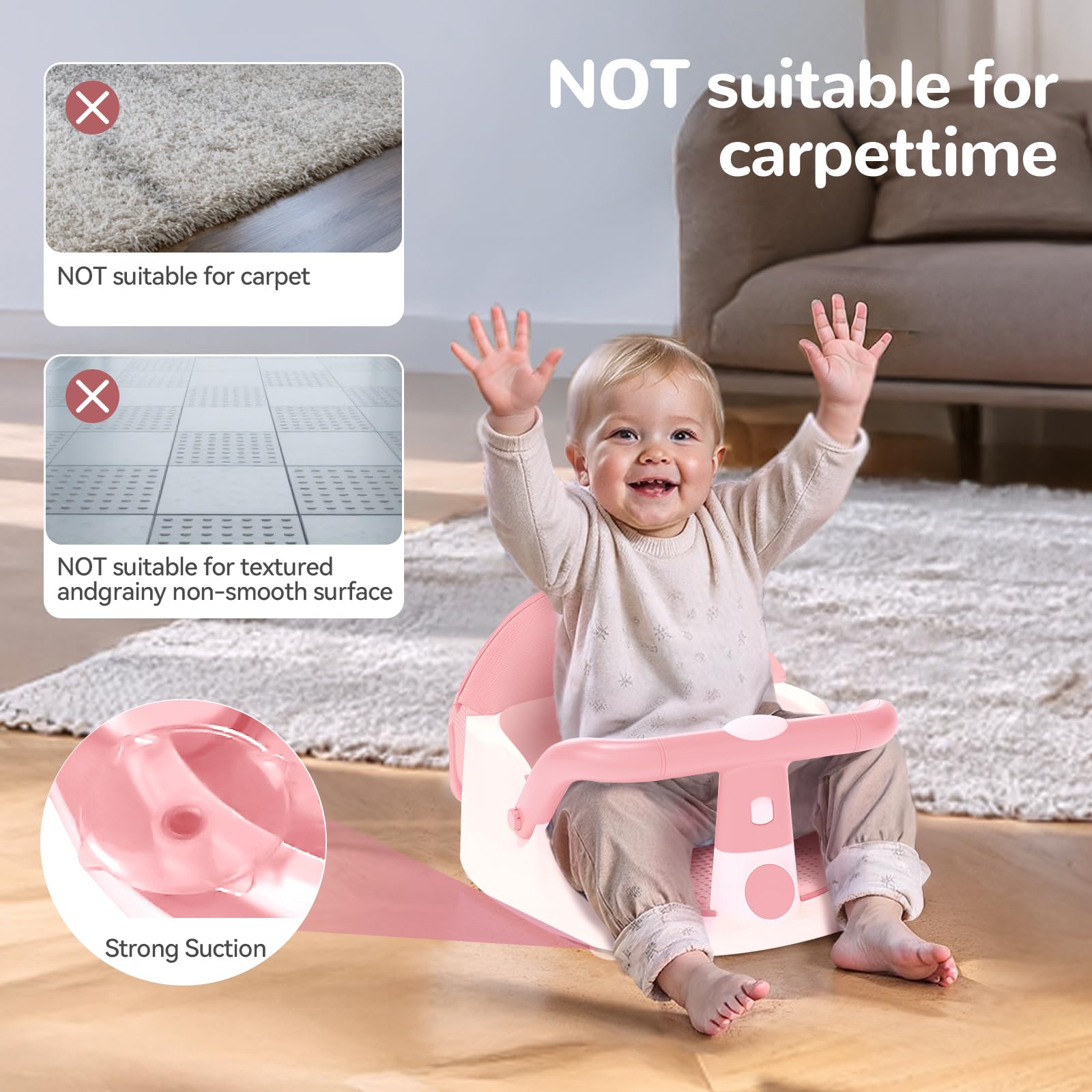 TOSGN baby bath seat material closeup showing safe PP and TPR construction