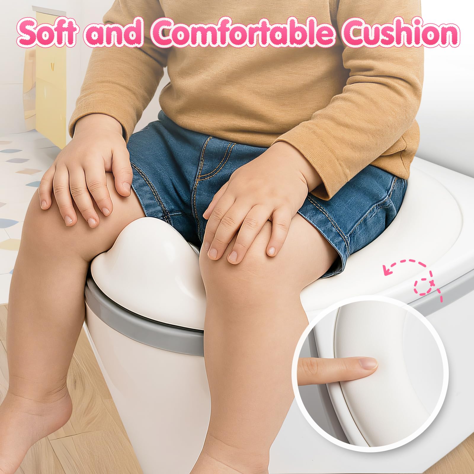 TOSGN bathroom training station supports gradual progression toward a full-size toilet.
